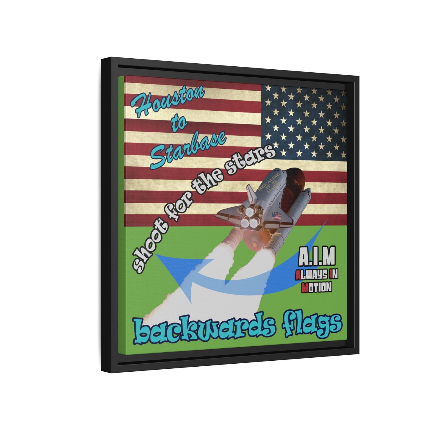 shoot for the stars - framed canvas art (green)