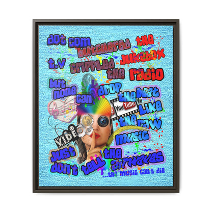 drop the beat - framed canvas art (faded blue)