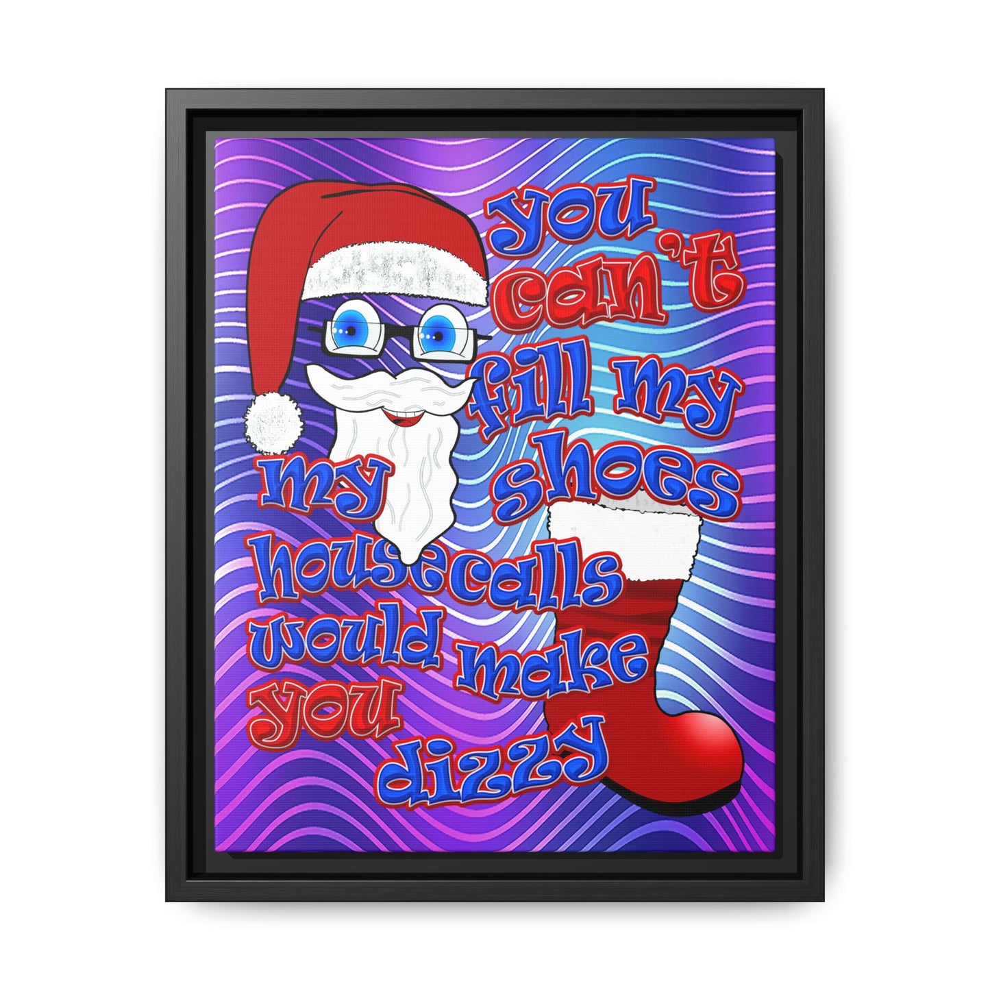 santa's shoes - framed canvas art (purple wave)