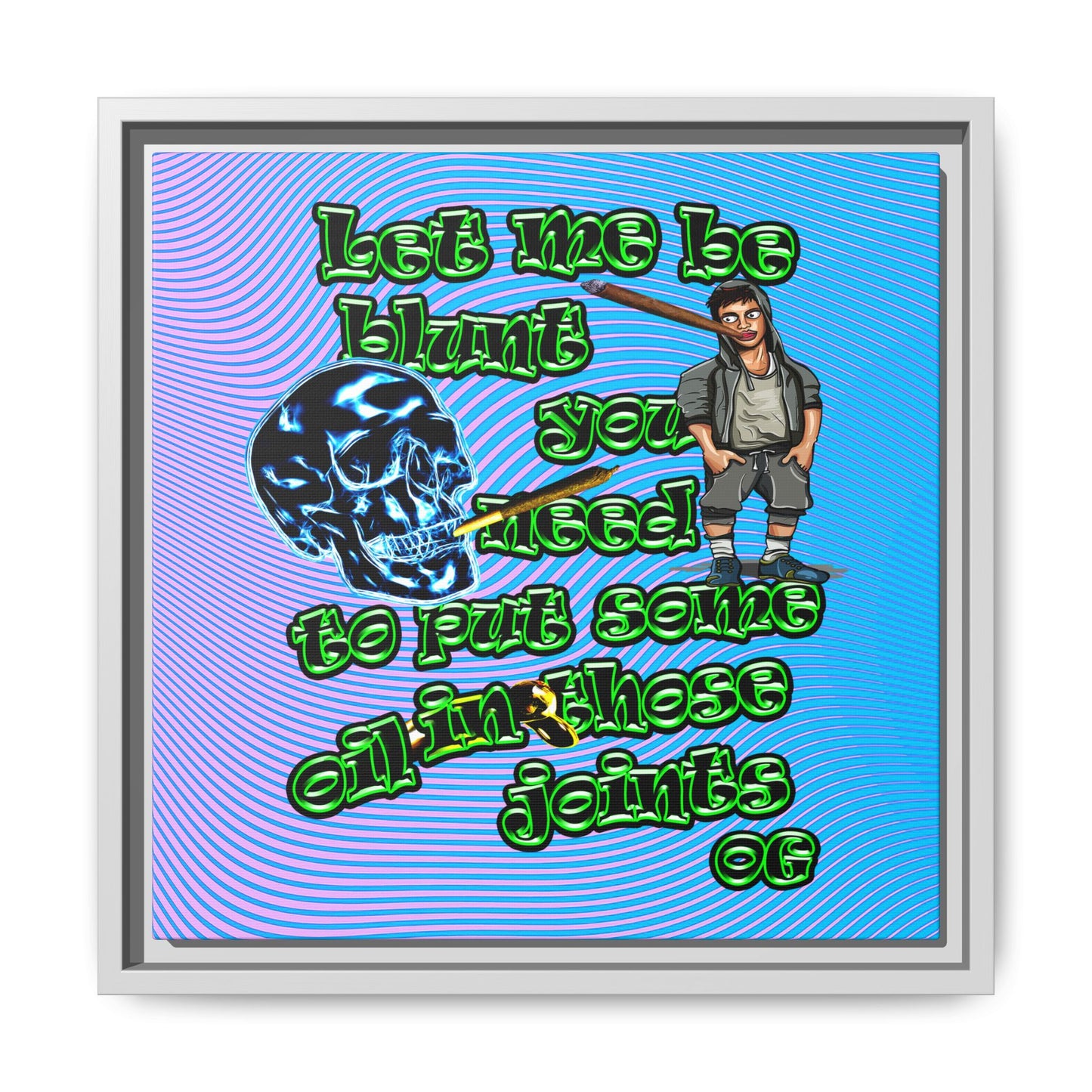 og - framed canvas art (light blue-purple wave)