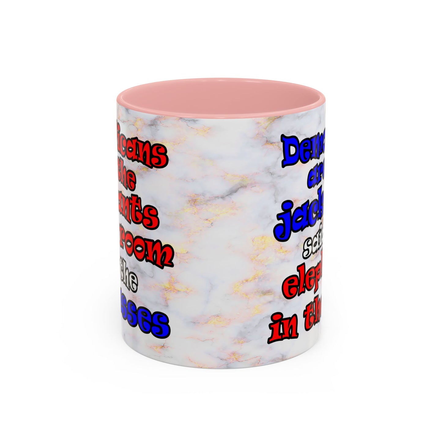 donkeys and elephants - Accent Mug (white marble)