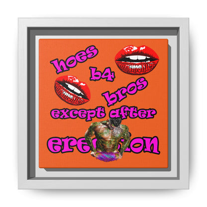 hoes b4 bros - framed canvas art (orange)