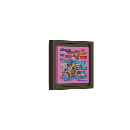 drop the beat - framed canvas art (light pink)