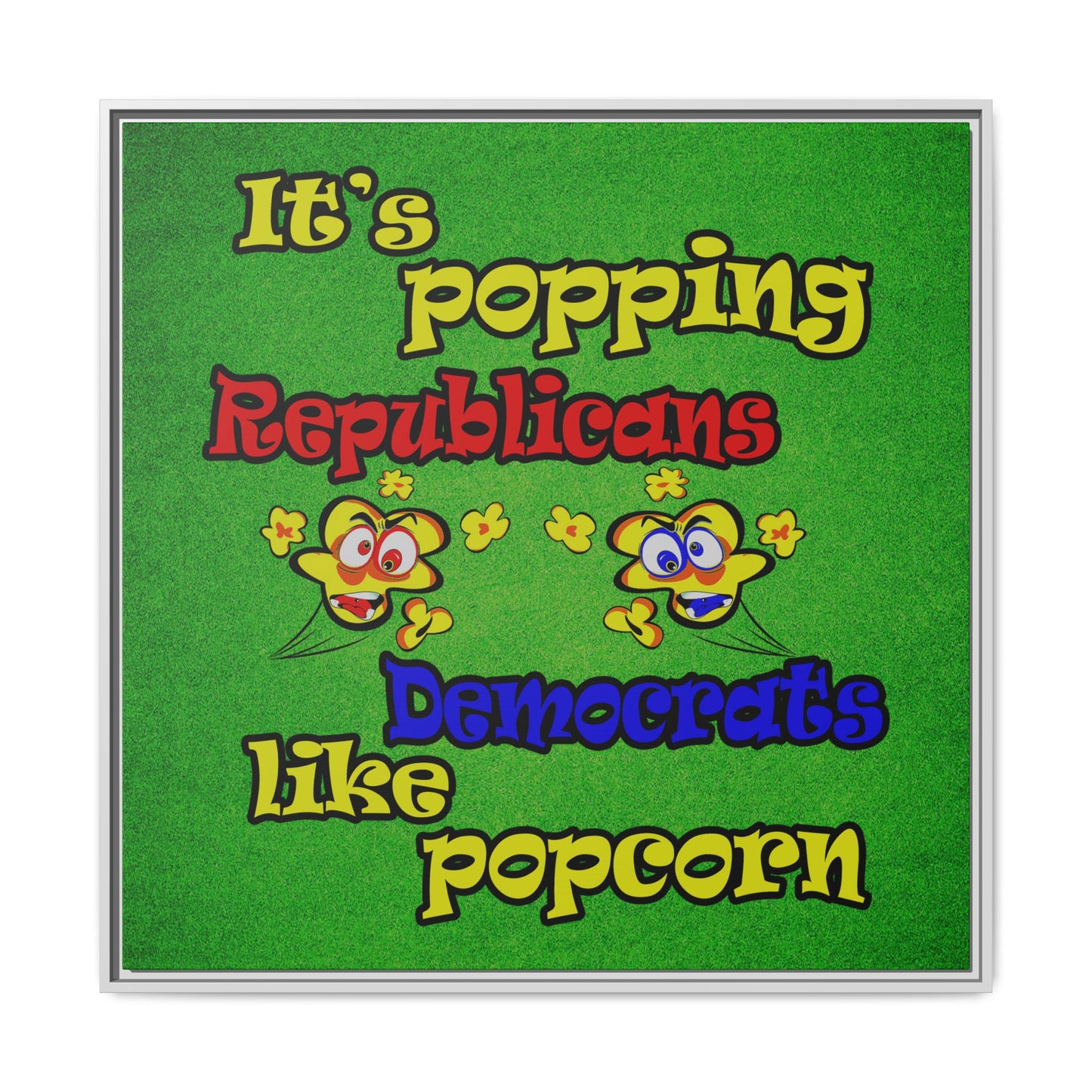 popping like popcorn - framed canvas art (green turf)