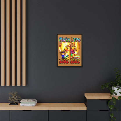 love peace - framed canvas art (light brown)