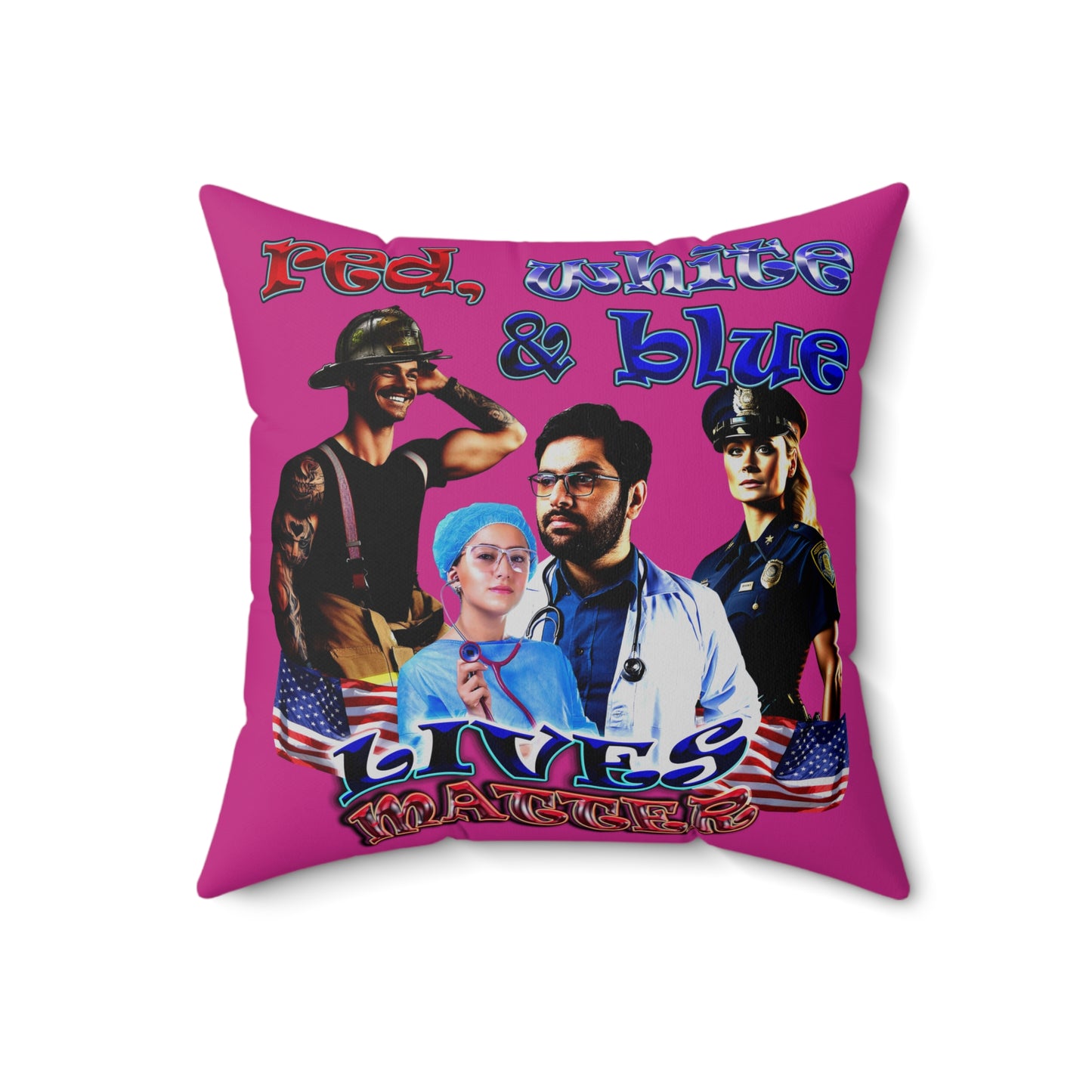 rw&b lives matter - Spun Polyester Square Pillow - (pink)