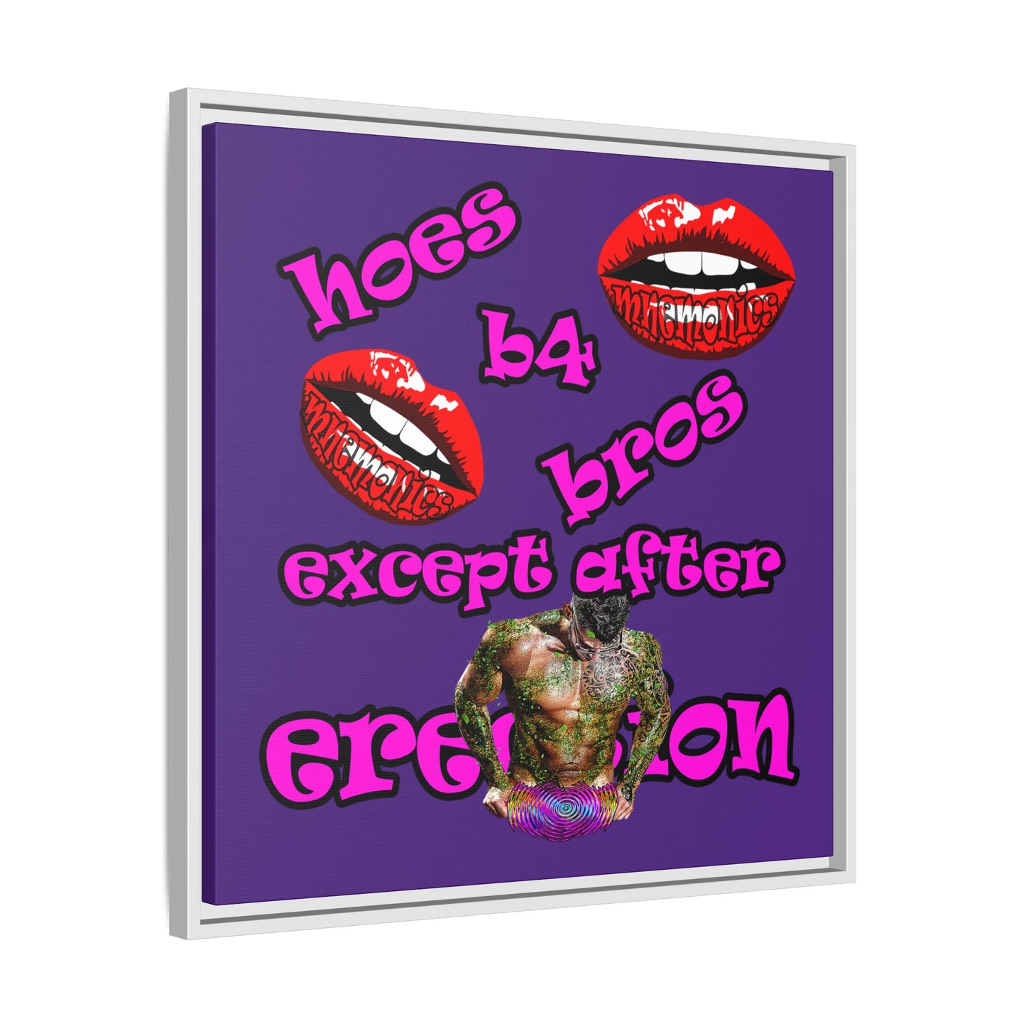 hoes b4 bros - framed canvas art (purple)