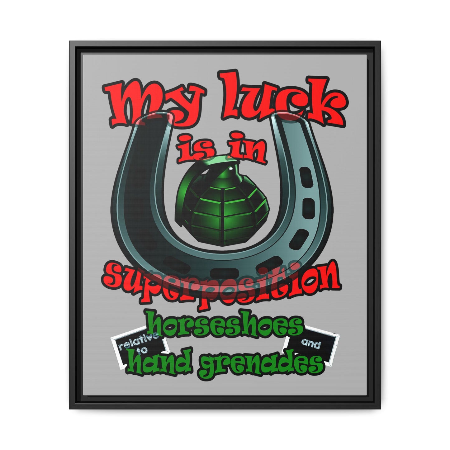 my luck - framed canvas art (light grey)