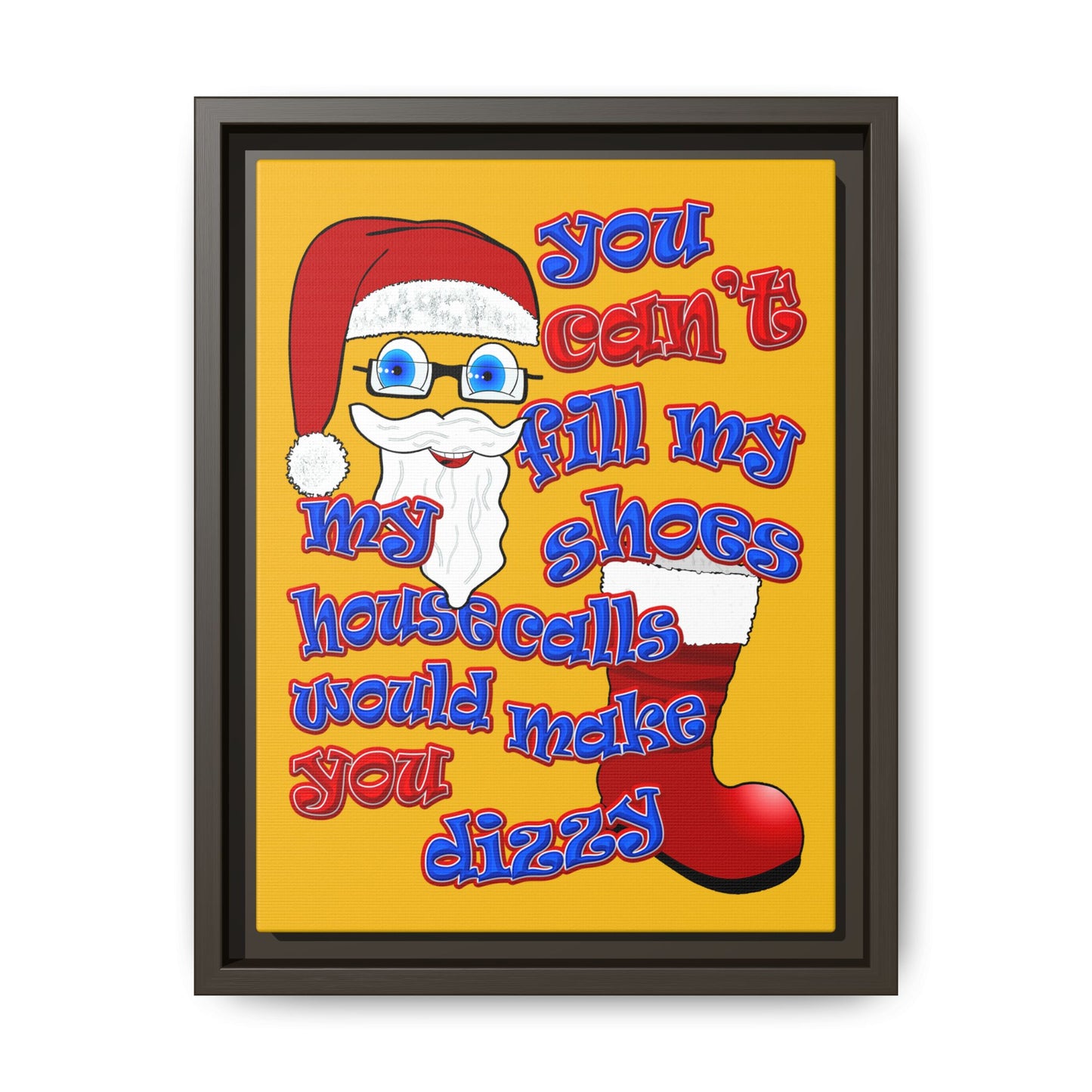 santa's shoes - framed canvas art (yellow)