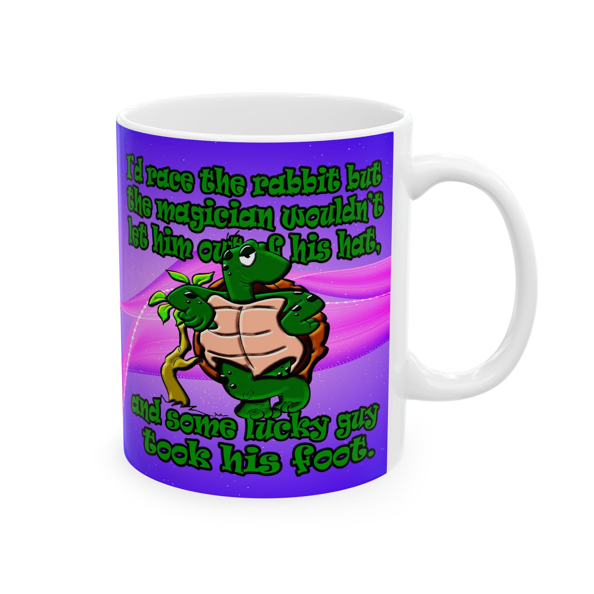 turtle race - White Mug (purple-pink wave)