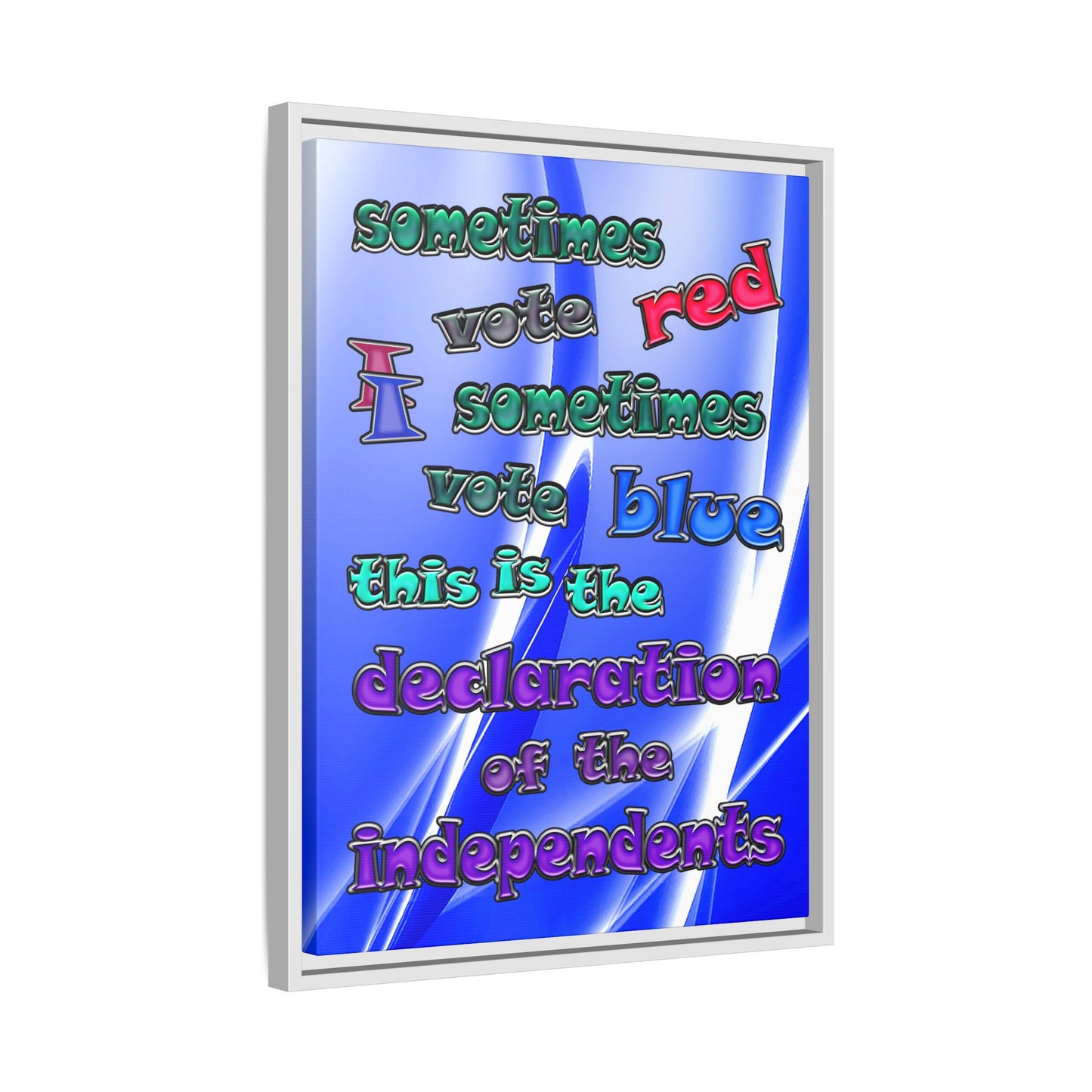declaration of the independents - framed canvas art (blue-white wave)