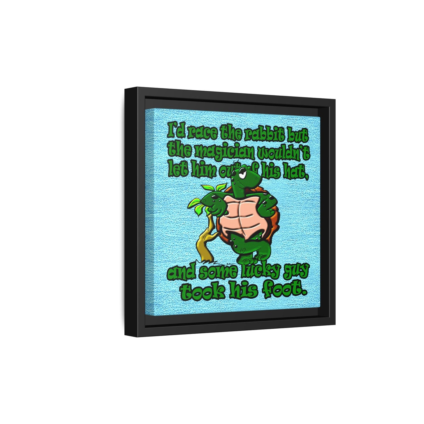 turtle race - framed canvas art (faded blue)