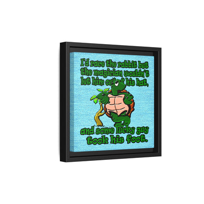 turtle race - framed canvas art (faded blue)