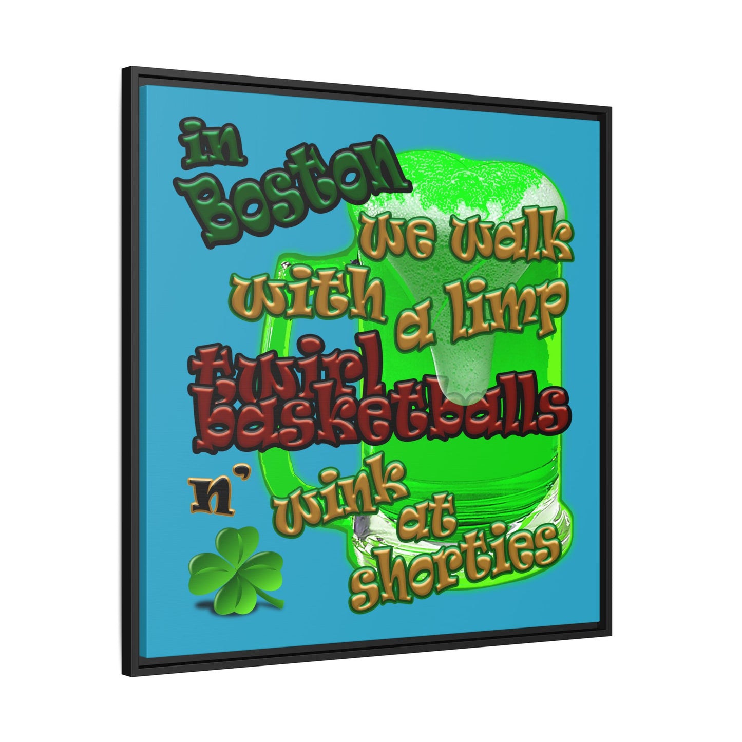 celtics logo - framed canvas art (turquoise)