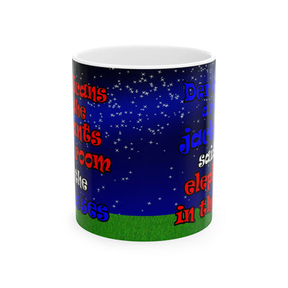 donkeys and elephants - White Mug ('snoops' background)