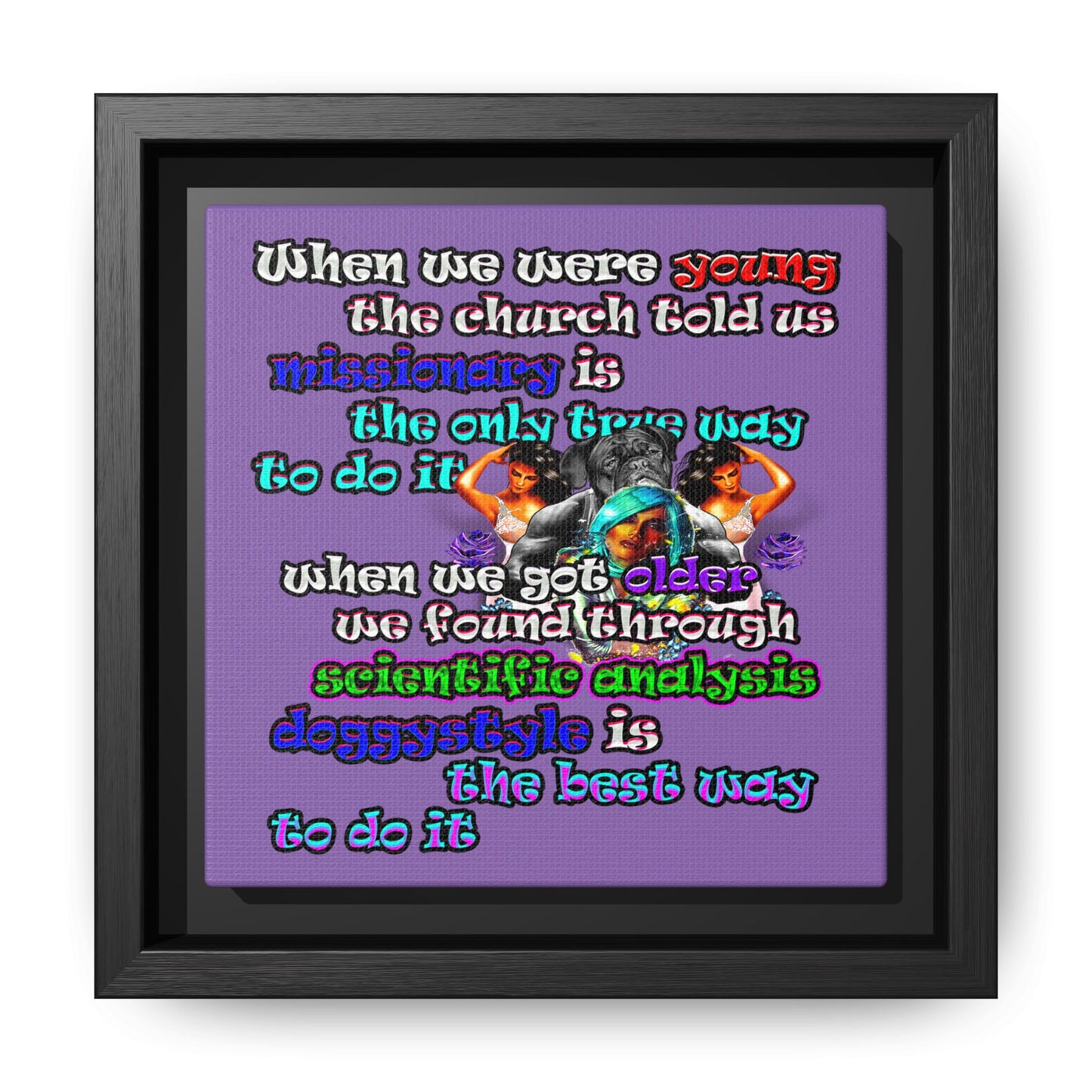 doggystyle - framed canvas art (light purple)