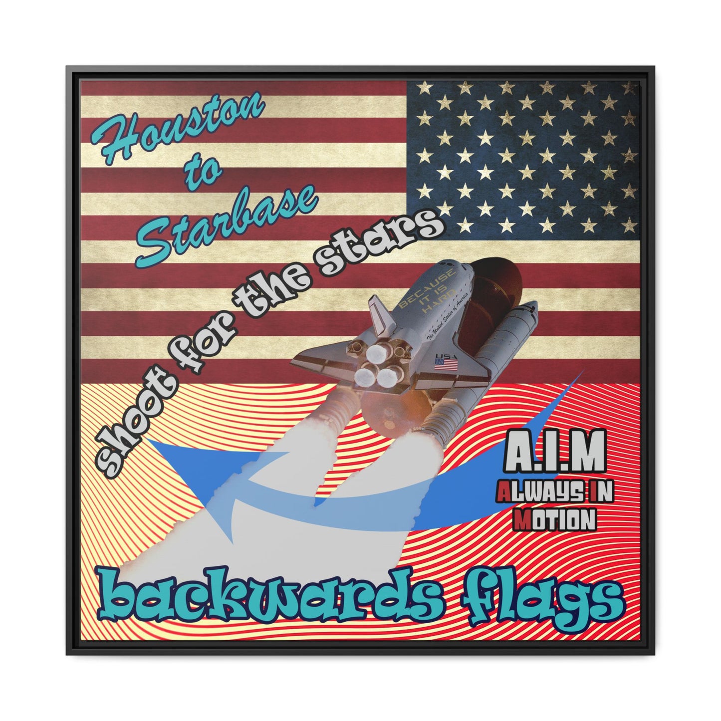 shoot for the stars - framed canvas art (yellow-orange wave)