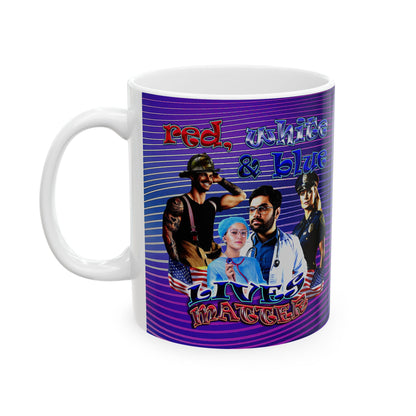rw&b lives matter - White Mug (purple wave)