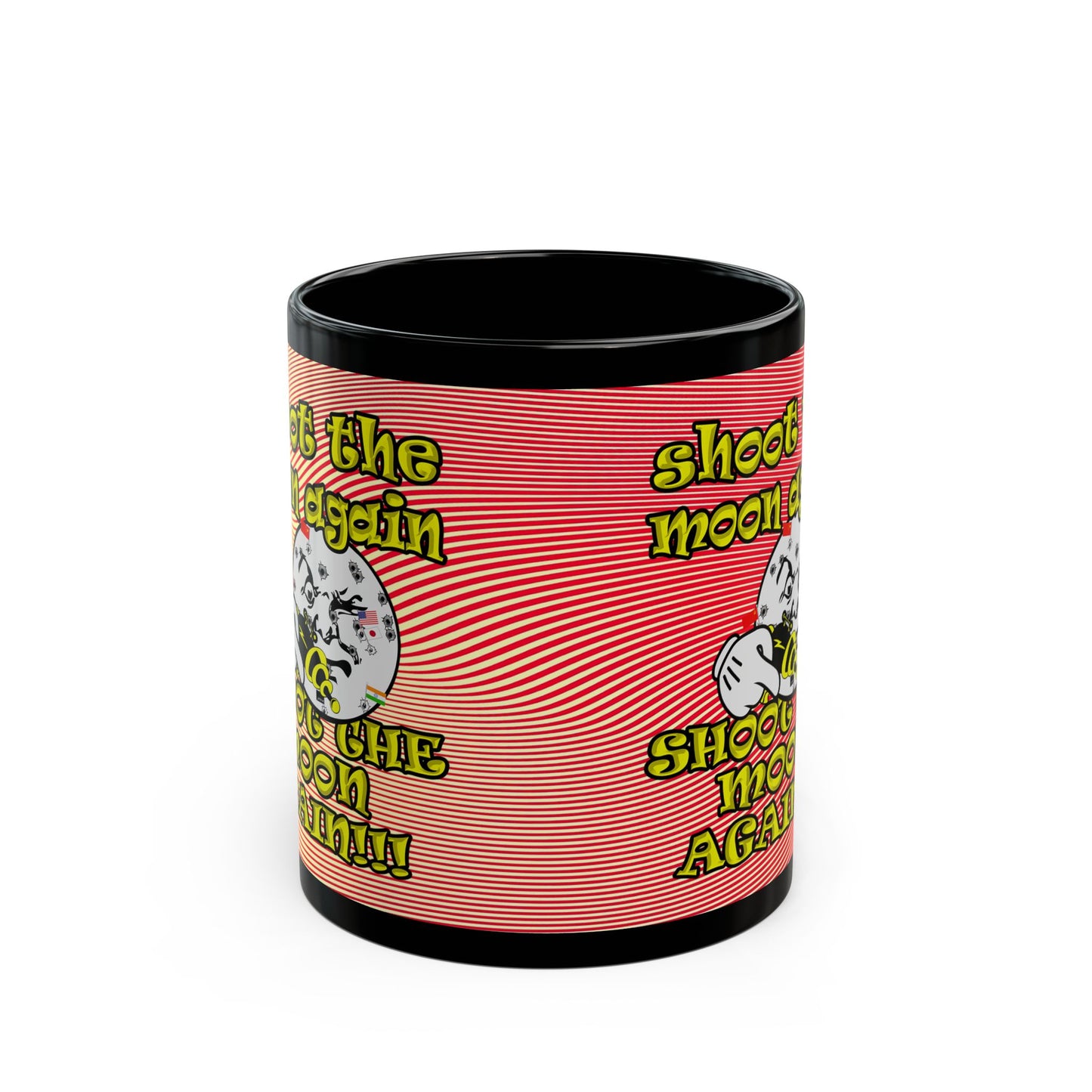 shoot the moon again - Black Mug (yellow-orange wave)
