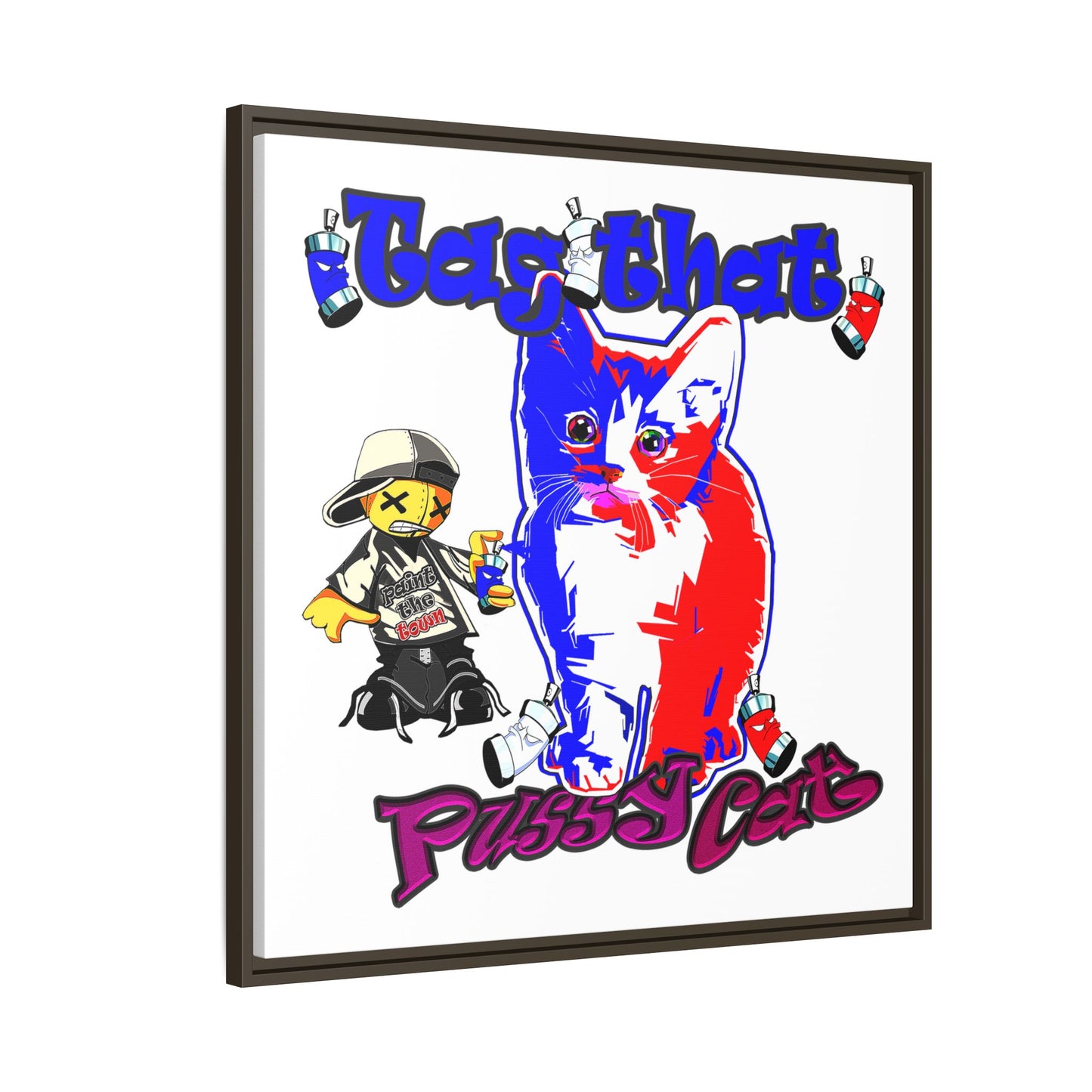 tag that - framed canvas art (white)