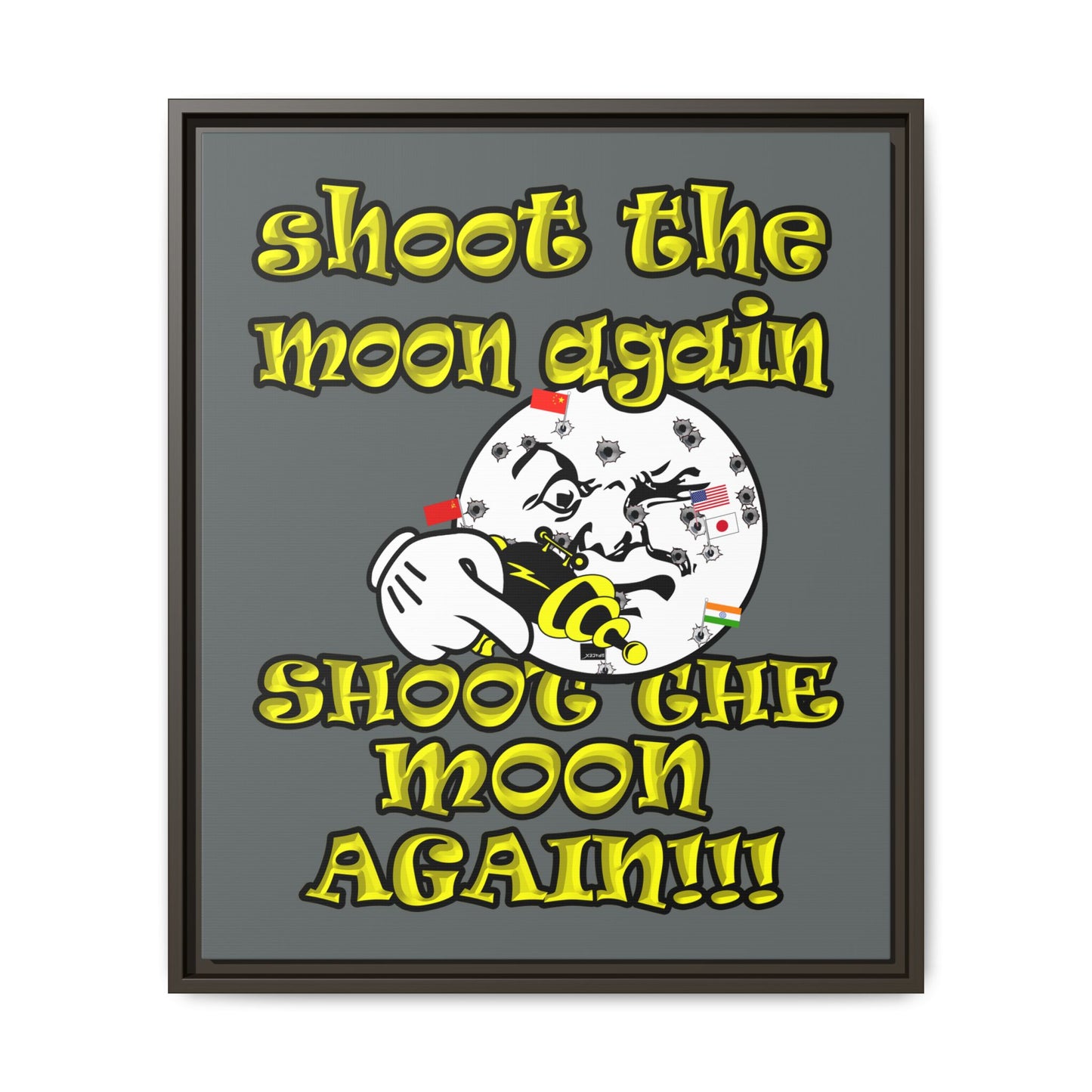 shoot the moon again - framed canvas art (dark grey)