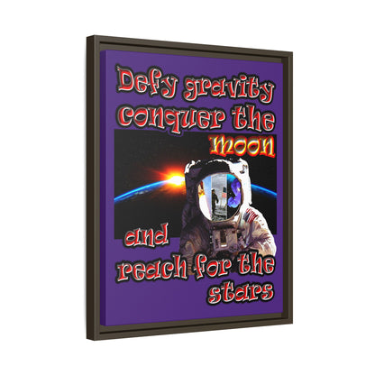 defy conquer reach - framed canvas art (purple)