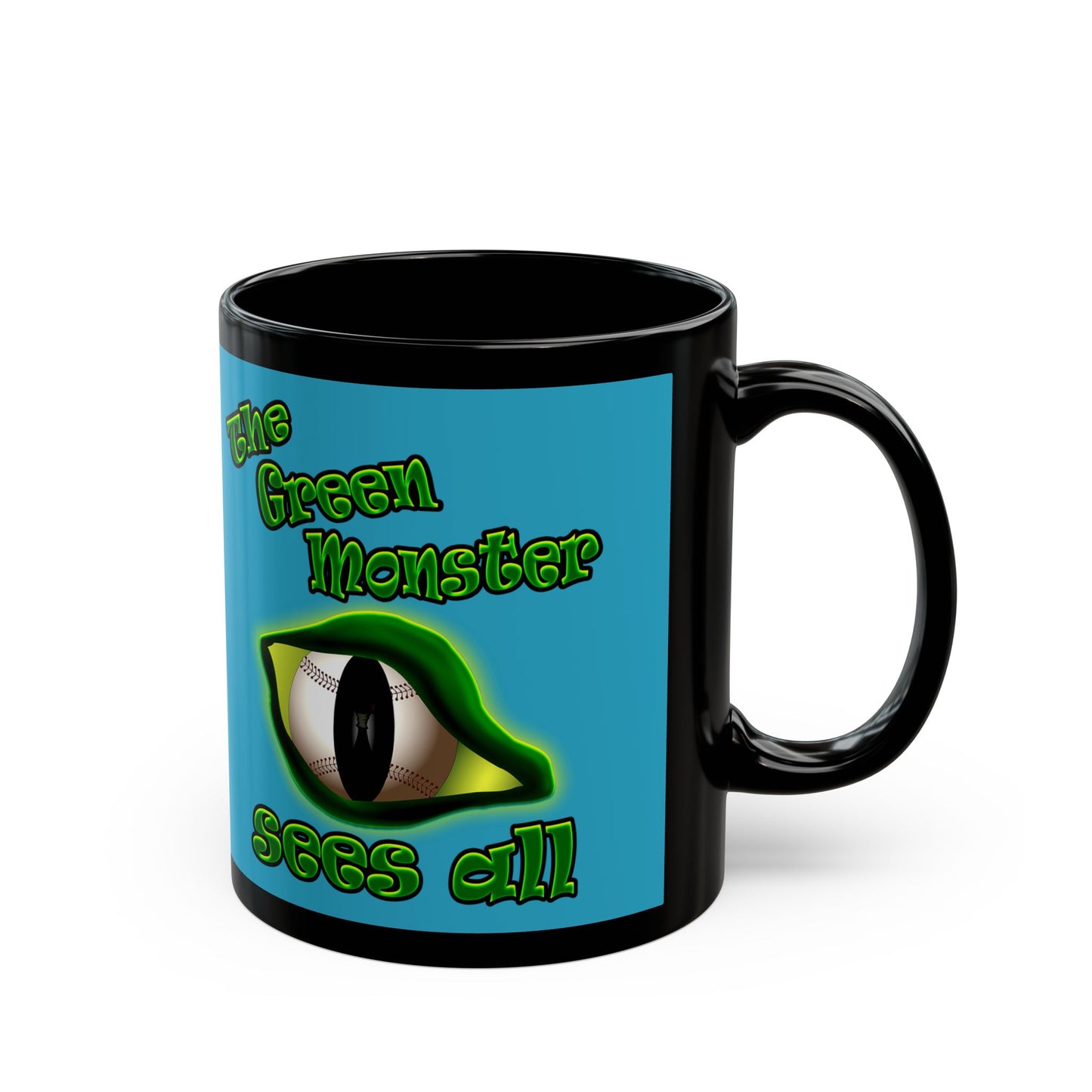green monster - Black Mug (turquoise)