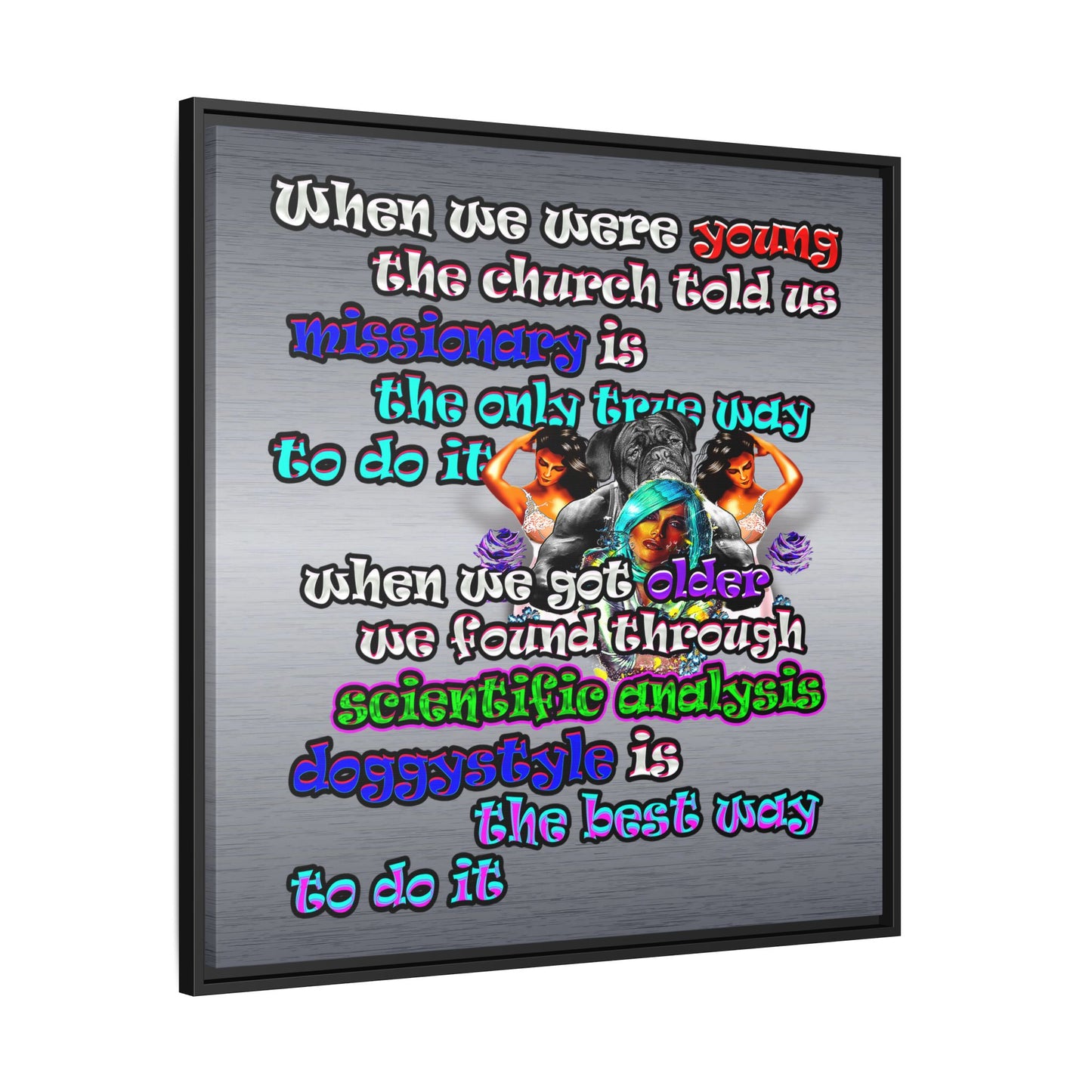 doggystyle - framed canvas art (brushed nickel)