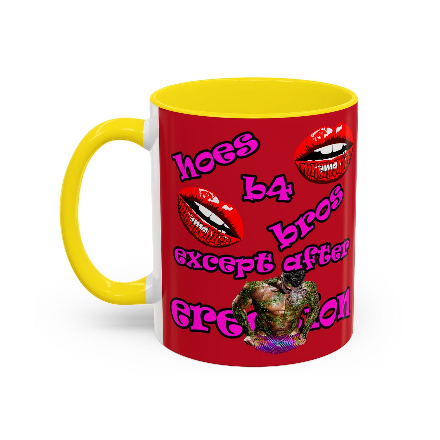 hoes b4 bros - Accent Mug (dark red)