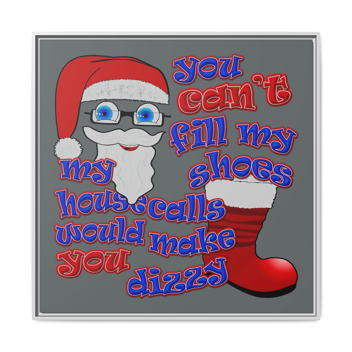 santa's shoes - framed canvas art (dark grey)