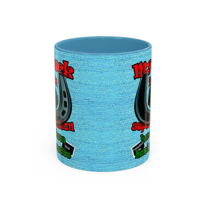 my luck - Accent Mug (faded dark blue)