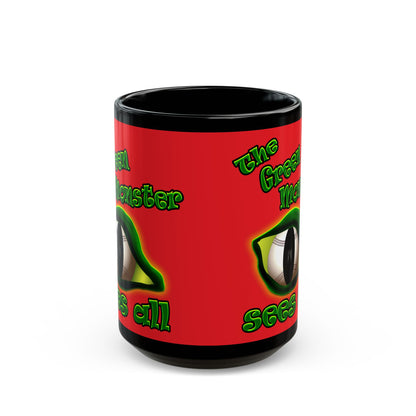 green monster - Black Mug (red)