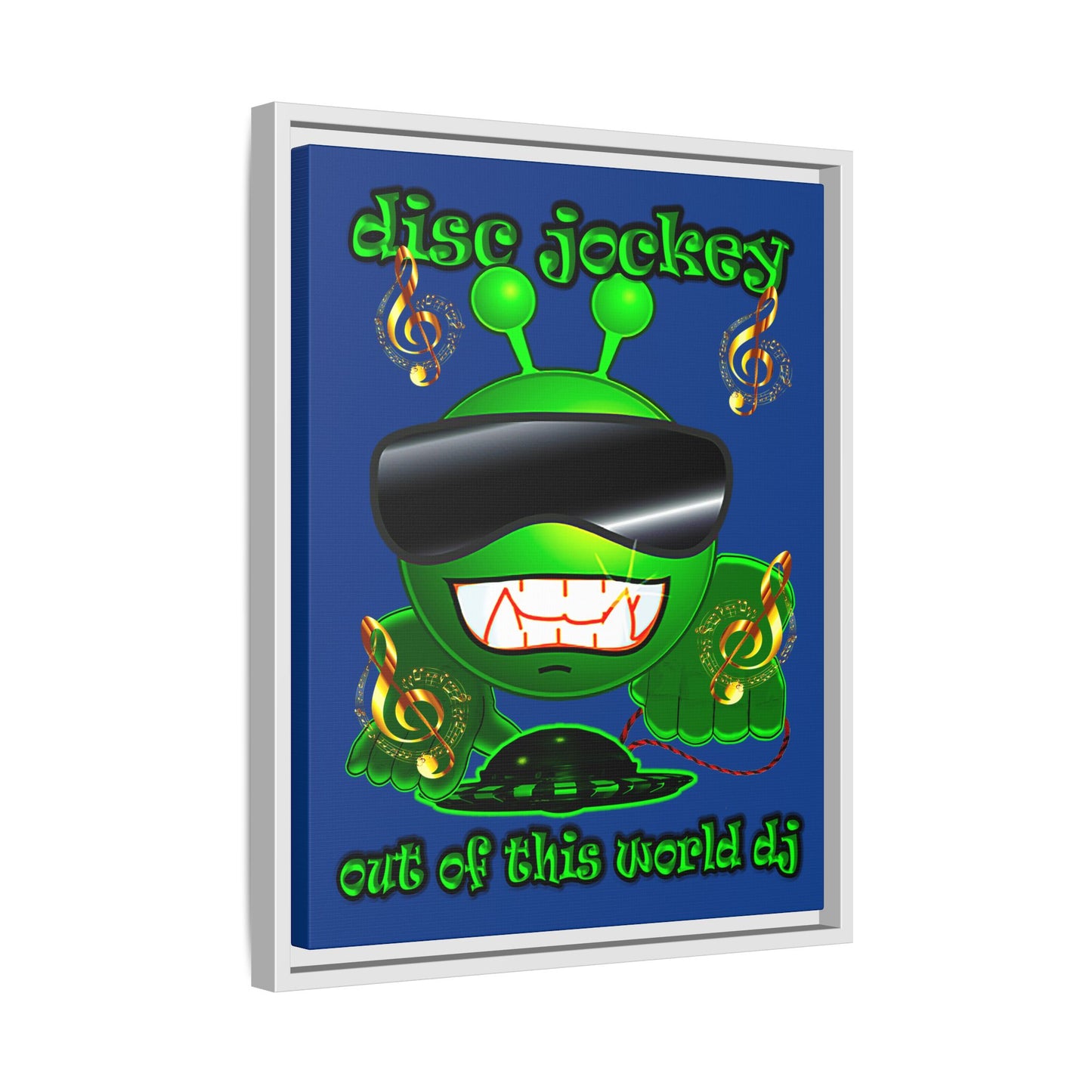 disc jockey - framed canvas art (dark blue)