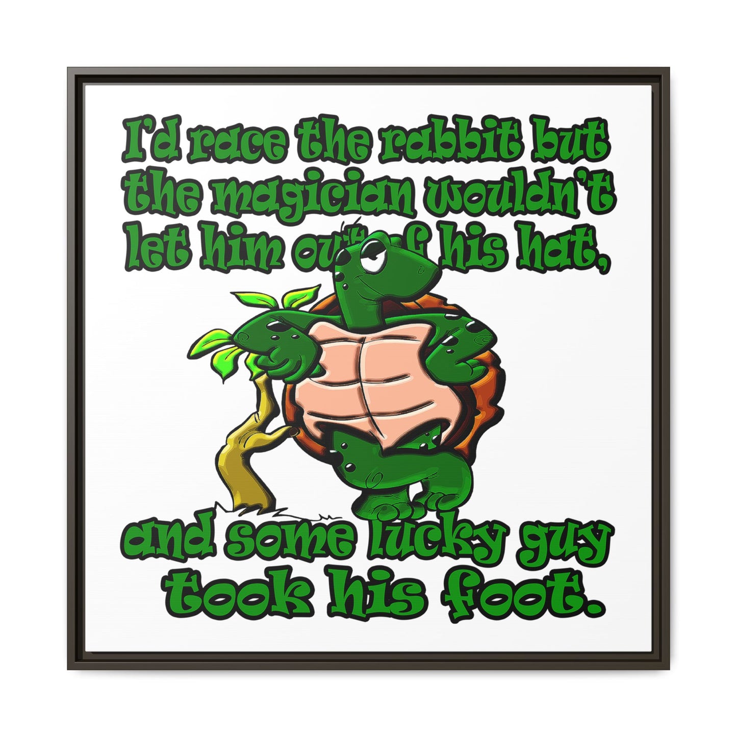 turtle race - framed canvas art (white)