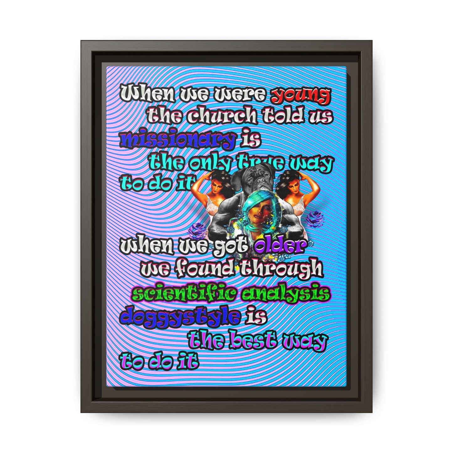 doggystyle - framed canvas art (light blue-purple wave)