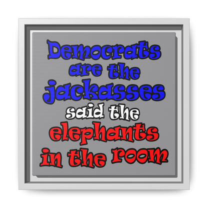 donkeys and elephants - framed canvas art (grey)