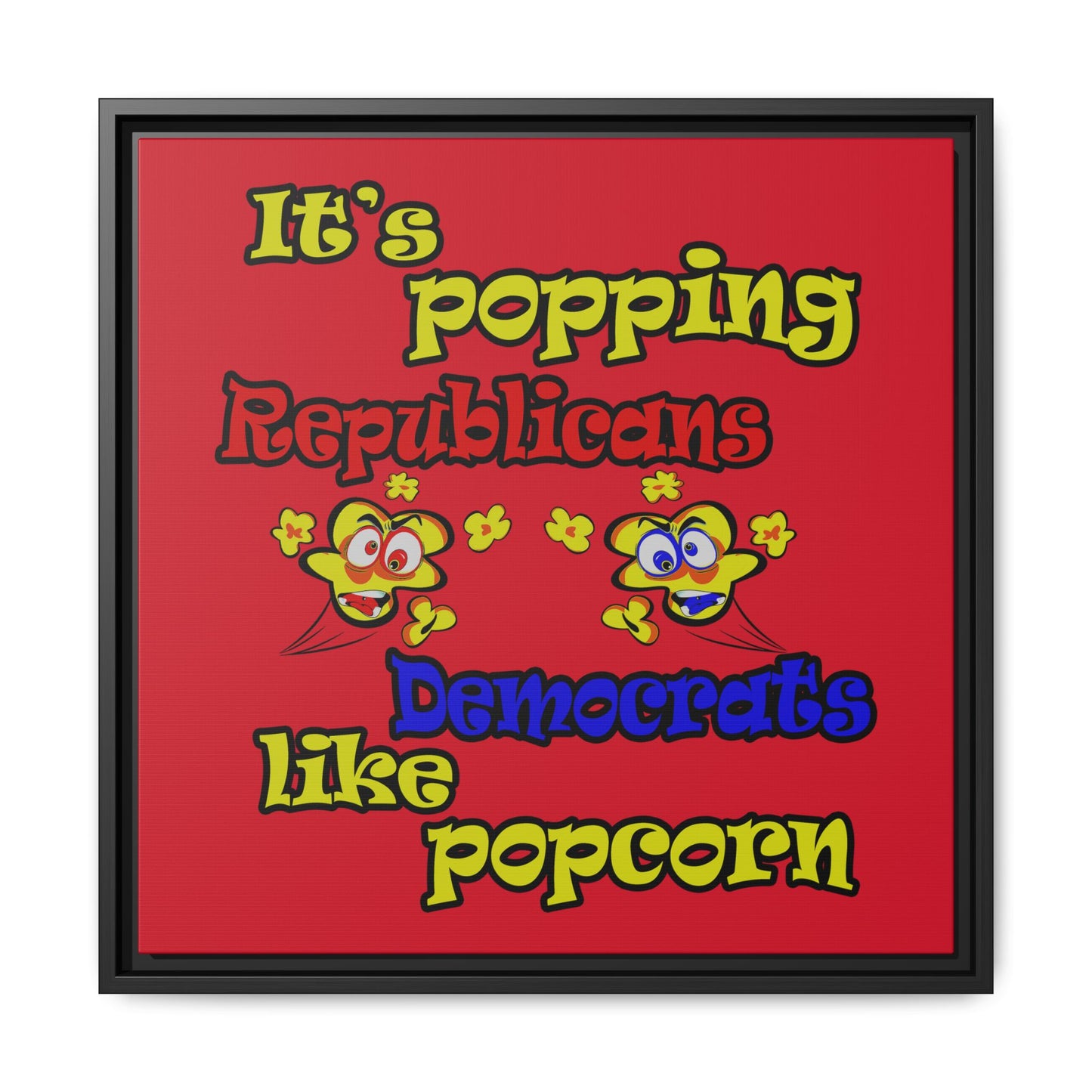 popping like popcorn - framed canvas art (dark red)