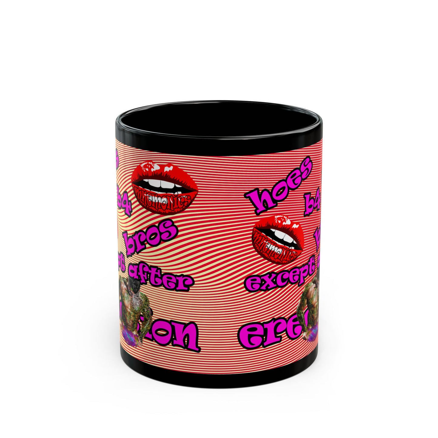 hoes b4 bros - Black Mug (yellow-orange wave)
