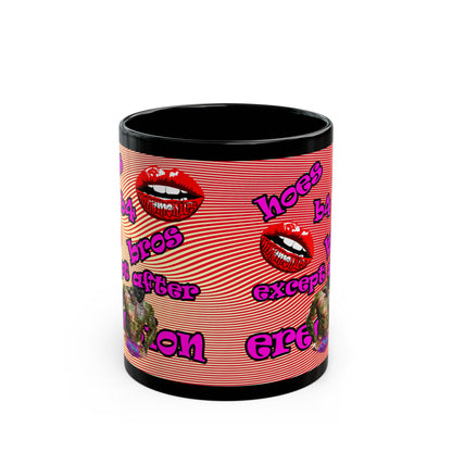 hoes b4 bros - Black Mug (yellow-orange wave)
