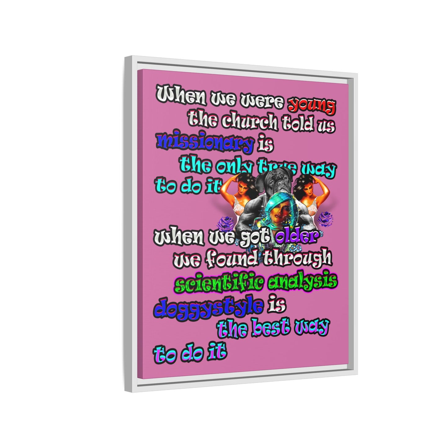 doggystyle - framed canvas art (light pink)