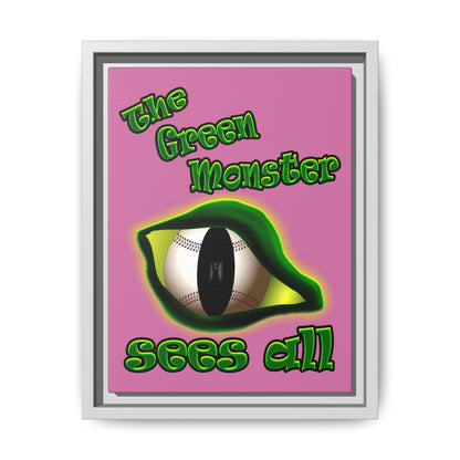 green monster - framed canvas art (light pink)