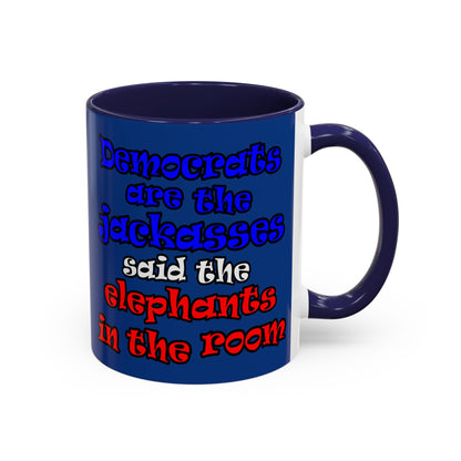 donkeys and elephants - Accent Mug (dark blue)