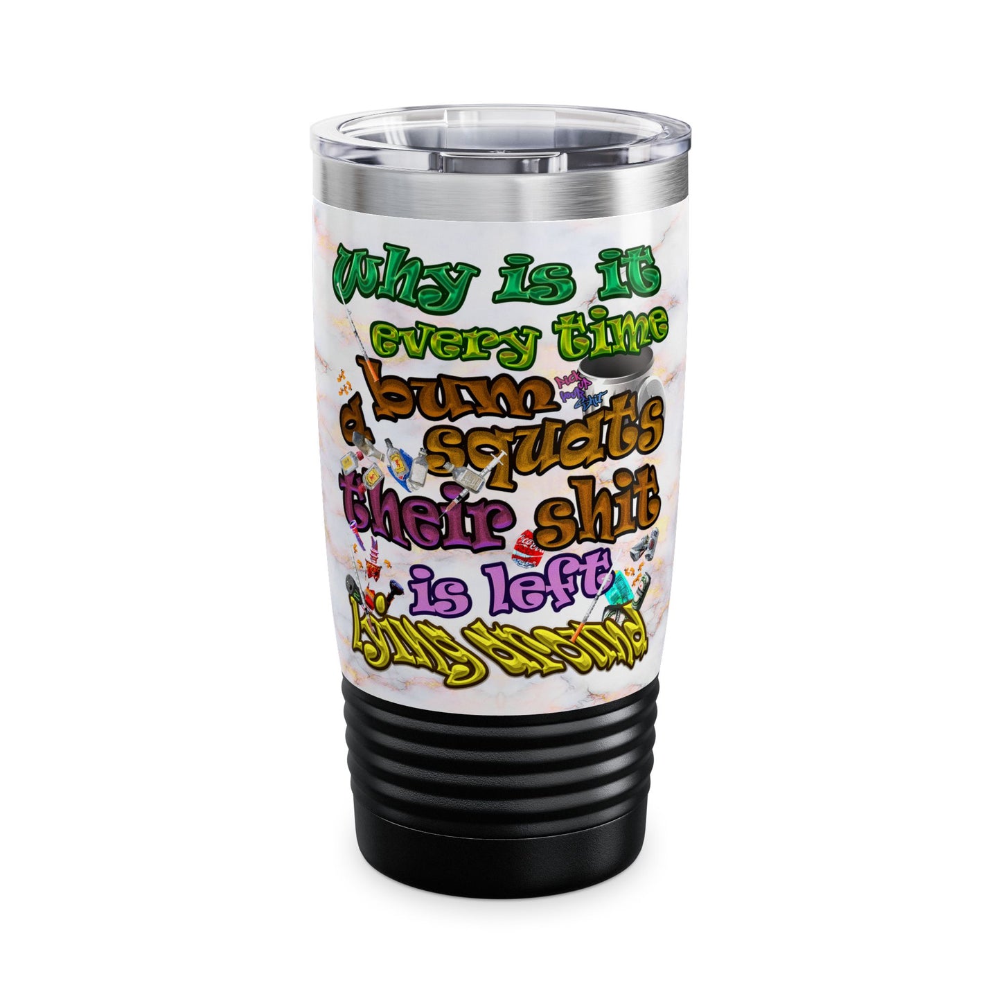 the bum's shit - Ringneck Tumbler, 20oz (white marble)