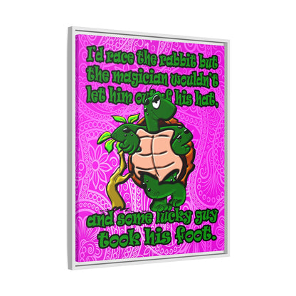 turtle race - framed canvas art (pink swirl)