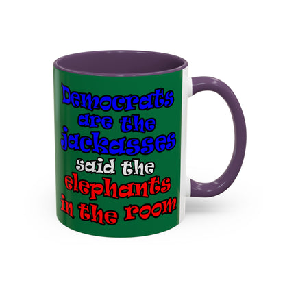 donkeys and elephants - Accent Mug (dark green)