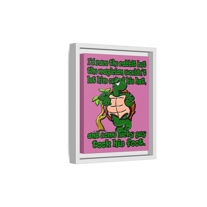 turtle race - framed canvas art (light pink)