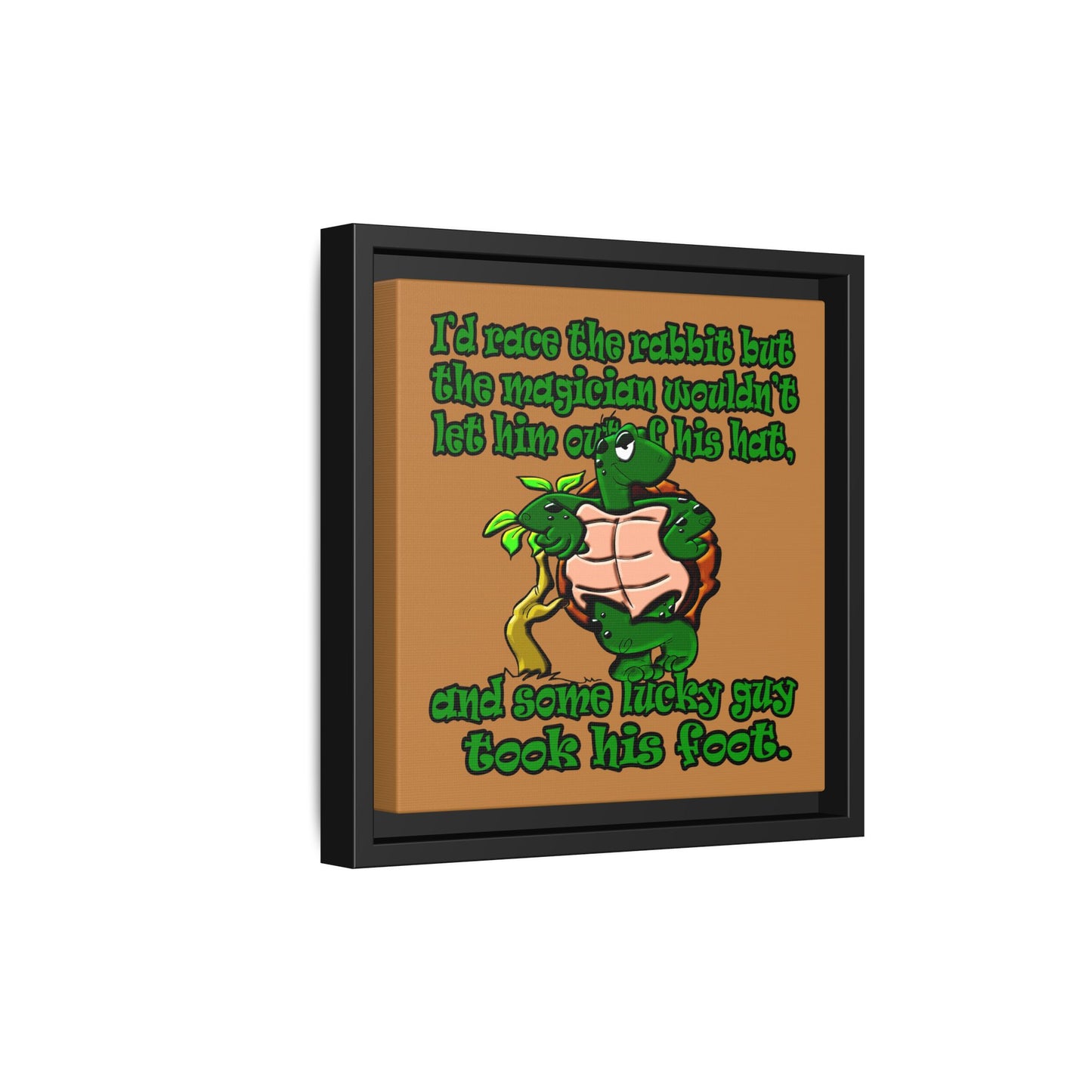 turtle race - framed canvas art (light brown)