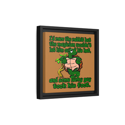 turtle race - framed canvas art (light brown)