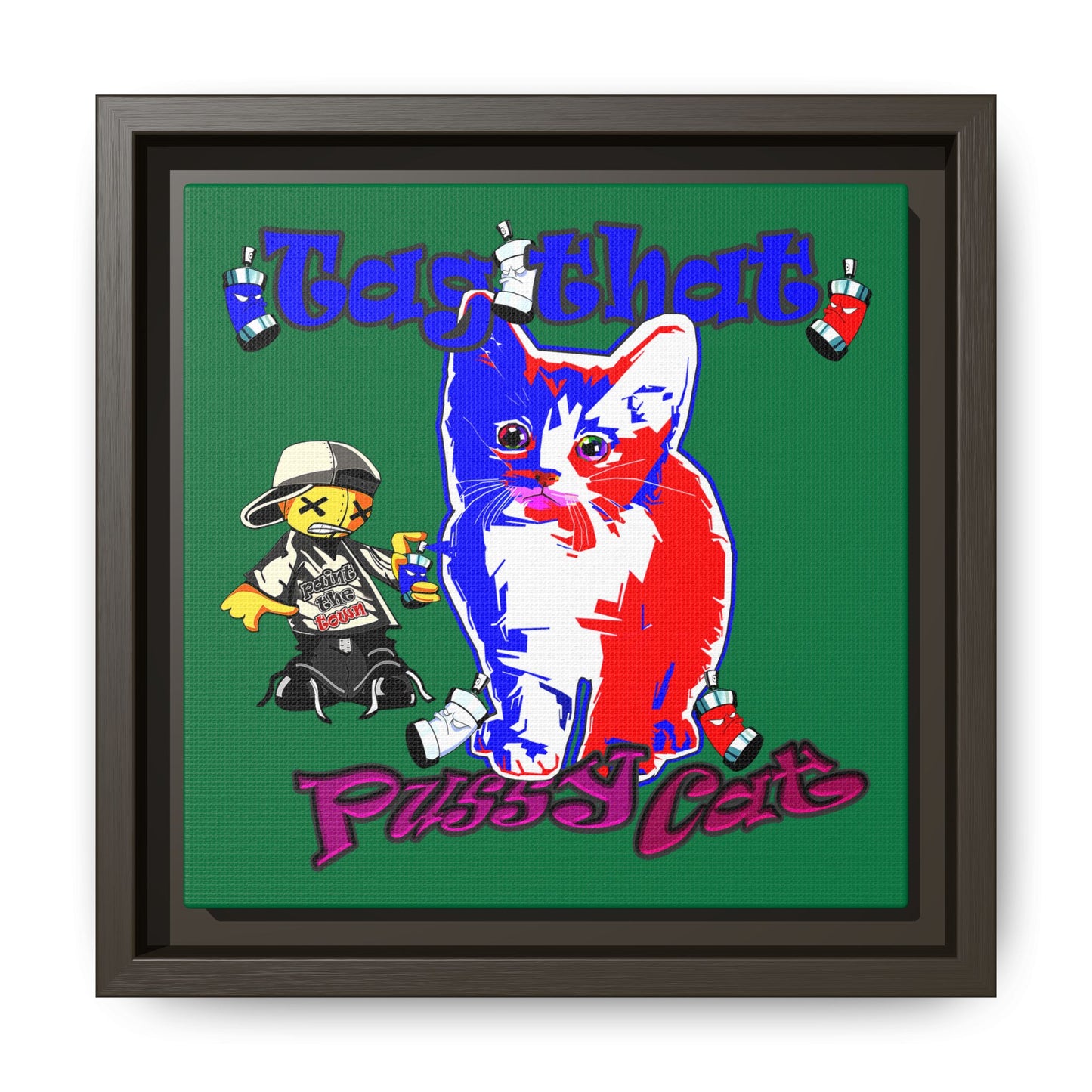 tag that - framed canvas art (dark green)