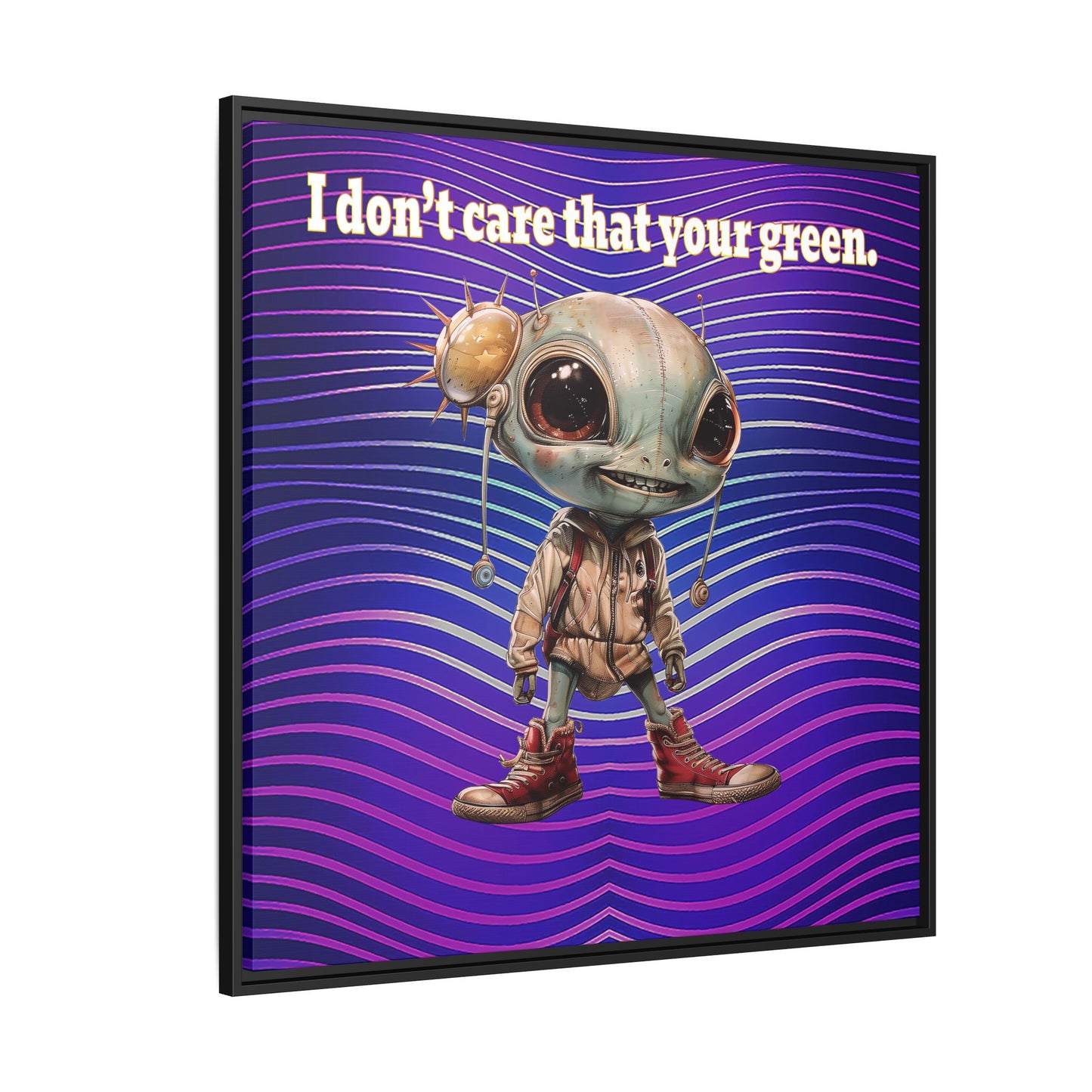 I don't care that your green - framed canvas art (purple wave)